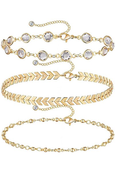 Generic خلخال بسلسلة كوبية، أساور للكاحل من الذهب عيار 14 قيراطًا، أساور للكا...