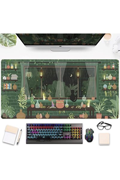 Generic NALACAL Kawaii Anime Black Cat Desk Mat - Large Aesthetic Mouse Pad w...