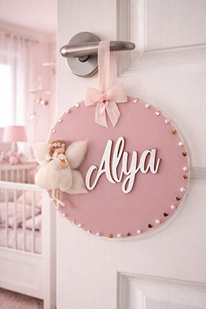 buketiket Kişiye Özel Pleksi Keçe Peri Kızı Melek Bebek Odası Çocuk Odası Kap...