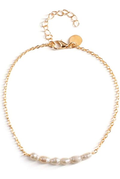 Generic خلخال من اللؤلؤ مطلي بالذهب عيار 18 قيراطًا، مصنوع يدويًا، سوار أنيق ...