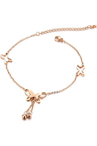 Generic Gold Plated Butterfly Charm Stainless Steel Anklet For Women And Girls