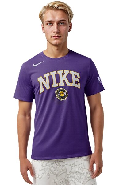 Nike Tricou unisex din bumbac cu logo-ul echipei NBA LA Lakers tricou violet