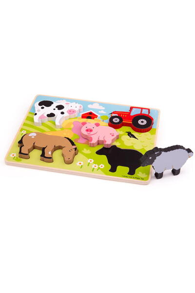 BIGJIGS Toys Puzzle din lemn - In ograda
