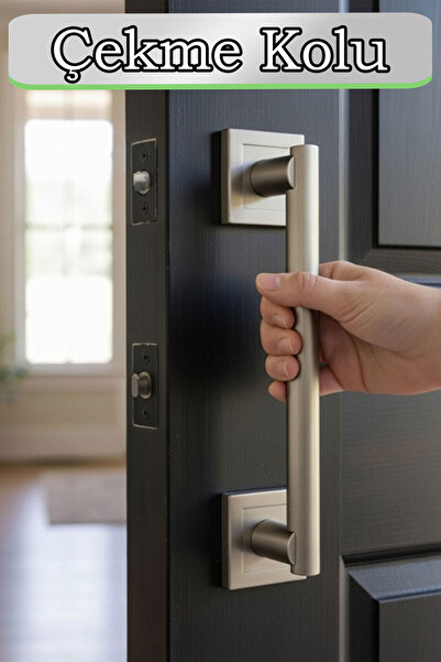 Badem10 Kare Rozetli Çekme Kol 20 cm Saten Renk Metal Gövde Şık Modern Dayanı...