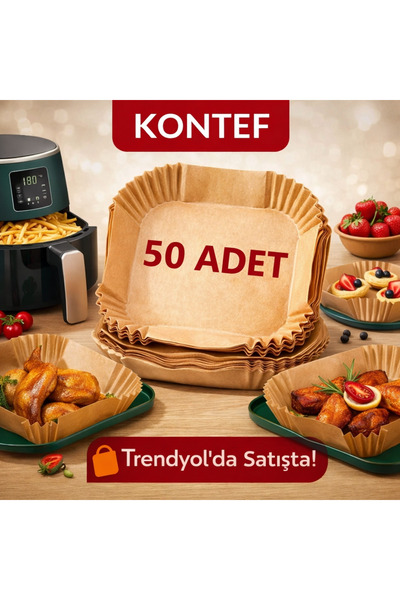 KONTEF Pişirme Kağıdı Airfryer Xxl 50 Adet Tüm Markalara Uyumludur