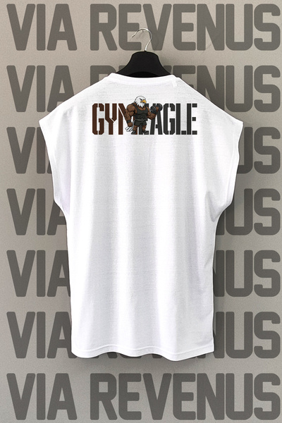 Vordevia Gym Eagle Back Printed Zero Sleeve 100% Cotton Sports Tshirt