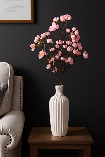 JASPER 1 Adet Yapay Islak Dokulu Pembe Bahar Dalı, 85 Cm Dekoratif Çiçek