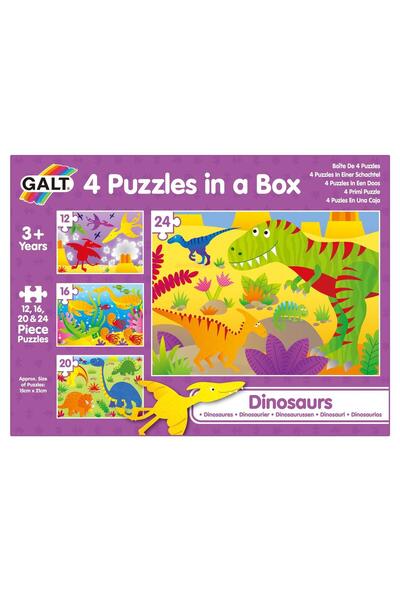 Galt Set 4 puzzle-uri Dinozauri (12, 16, 20, 24 piese)