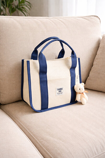 MILANOFOX Kadın Kanvas Tote Çanta Ayıcık Anahtarlıklı Ayarlanabilir Omuz Askı...