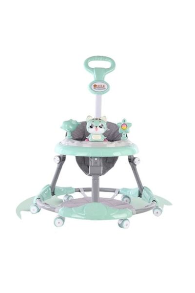 GÖKART Kart Walker cu jucărie muzicală și mâner de împingere, pliabil, verde