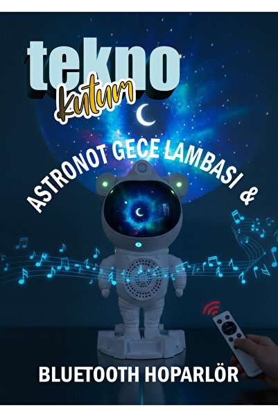 TEKNOKUTUM Astronot Bluetooth Hoparlör Galaxy Ay Tavan Gökyüzü Projektör Zama...