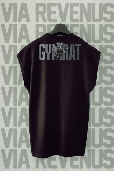 Vordevia Gym Rat Back Printed Zero Sleeve 100% Cotton Sports Tshirt