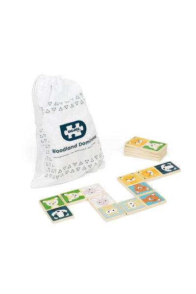 BIGJIGS Toys Wooden Dominoes - Forest Animals (pastel)