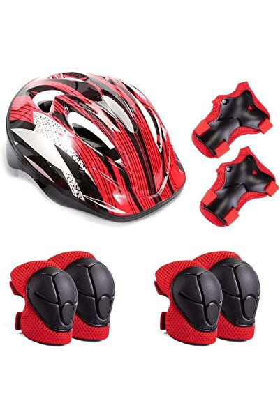 Türkiye Kids Bike Helmet with Full Protective Pad Set, Knee Elbow and Wrist G...
