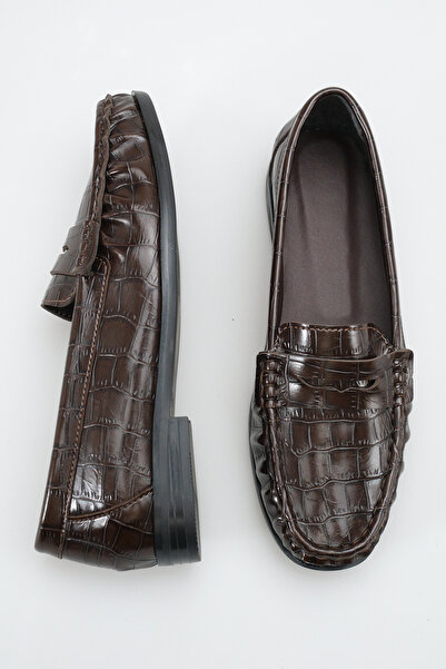 DELSOLERA Women's Patent Leather Croco Loafer Daily Stylish Casual Shoes