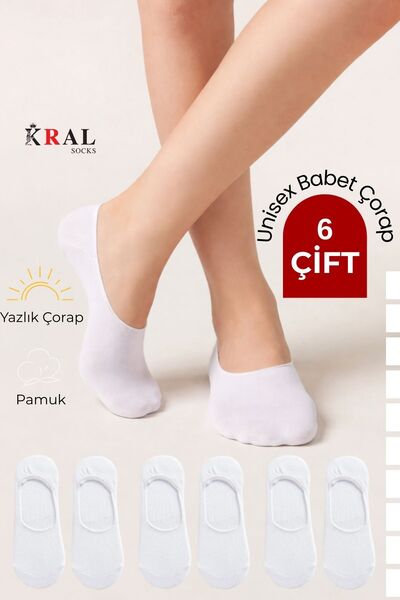 KRAL SOCKS Women's - Men's Plain Pattern (6 Pairs) Cotton Anti-Sweat Ballerin...