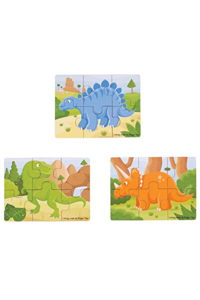 BIGJIGS Toys Set of 3 wooden puzzles - Dinosaurs