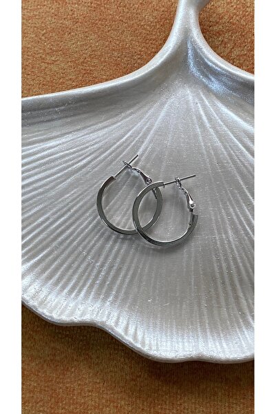 SELUVİA 2 cm Cornered Steel Silver Color Hoop Earrings – Modern & Stylish Sta...