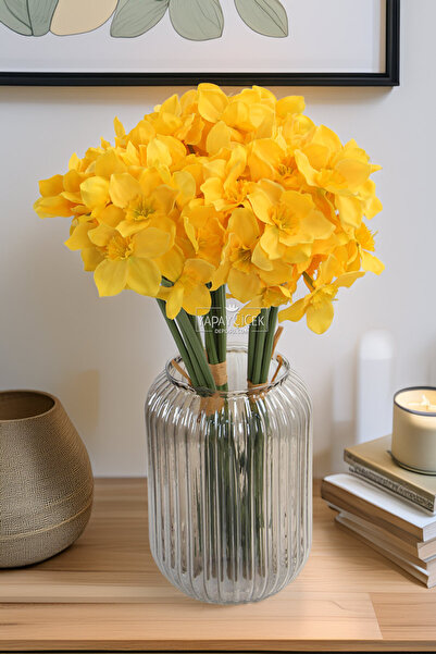 Yapay Çiçek Deposu Artificial Wild 24-Piece Hyacinth Flower Bunch 40 cm Yellow