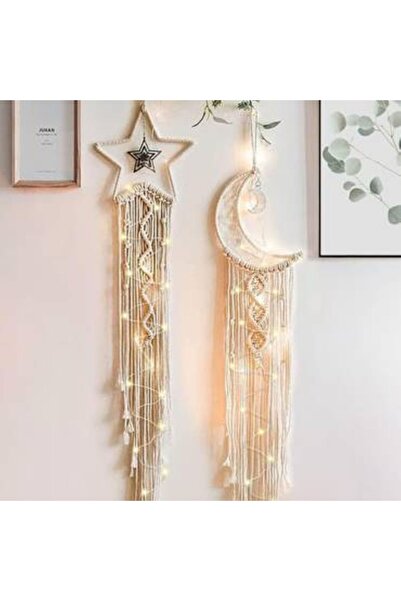 Generica Beige crescent and star decorative set with battery-operated light