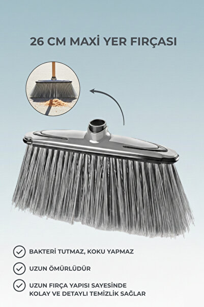 ELDİPA Maxi Floor Brush 26 cm - Hard Floor Sweeper Garden and Balcony Brush -...
