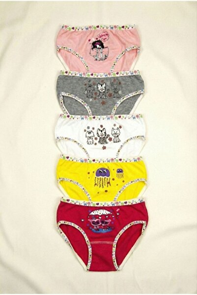 Tutku 5'li Paket Pamuklu Kız Bebek Külot - Karma Renkli Baskılı Yumuşak Bebek...