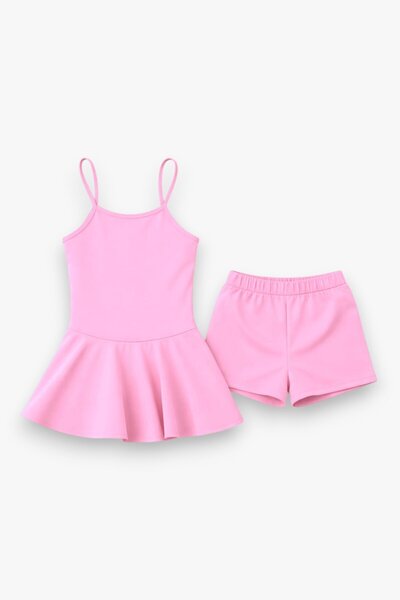 My Kids Wear Girl's Waitress Swimsuit Dress and Shorts 2-Piece Set 12414