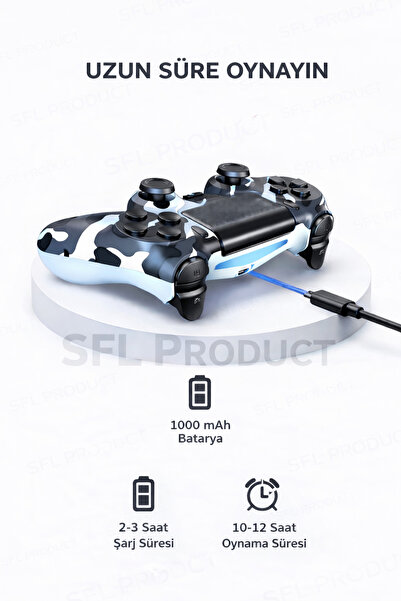 SFL Product Kamuflaj Desenli PS4 Oyun Kolu 2’li Set – PS4 / PS4 Slim / PS4 Pro / PC Uyumlu