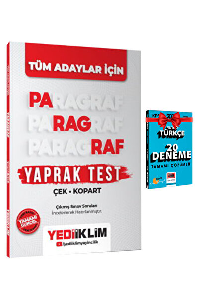 Yediiklim Yayınları Tüm Adaylar İçin Paragraf Çek Kopart Yaprak Test+Türkçe D...
