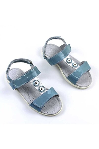 tino Sandale din piele naturala , lacuita , pentru fetite , decorate cu flori...