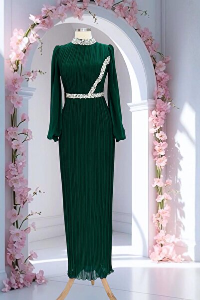 Amine Hüma Sima Abiye Elbise Zümrüt