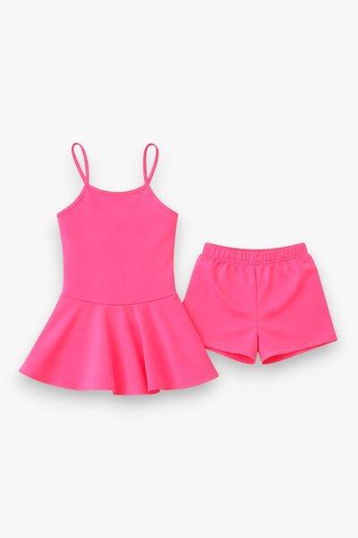 My Kids Wear Girl's Waitress Swimsuit Dress and Shorts 2-Piece Set 12413