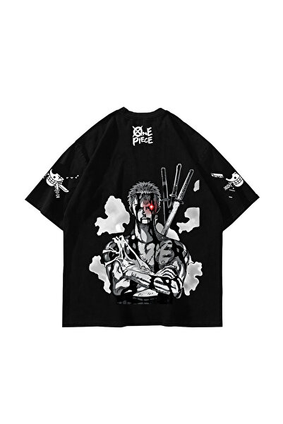 Bak Moda Roronoa Zoro Printed Oversize Unisex Black Tshirt