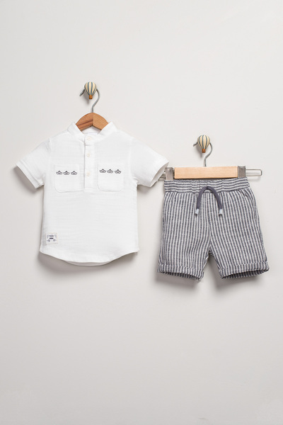 Minitrio Boys' Baby & Kids 2-Piece Patterned Shirt and Shorts Set
