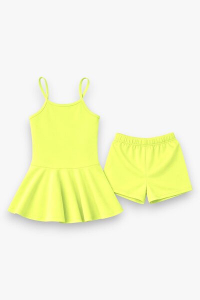 My Kids Wear Girl's Waitress Swimsuit Dress and Shorts 2-Piece Set 12419