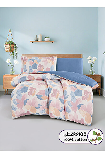 Melen طقم مفرش سرير صيفي مفرد ونص قطن 100% - 4 قطع - يناسب سرير بمقاس 200x120...