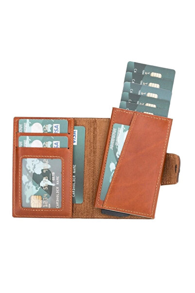 ELEKTRİK DOKTORU حامل بطاقات مونديلو ماجيك من الجلد RST2EF أسمر