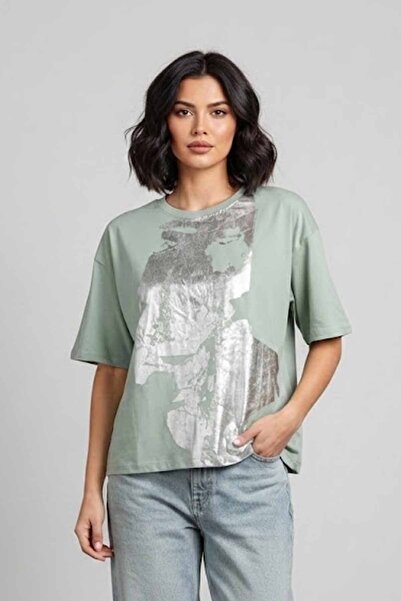 rekor sports Women'S/Unisex Oversize Metallic Abstract Printed Cotton T-Shirt