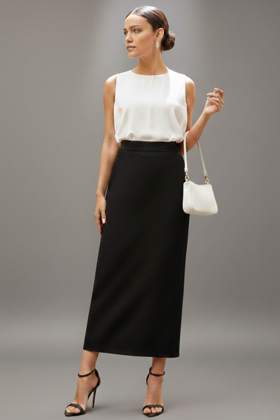 Lesa Wear Black High Waist Pencil Skirt Long