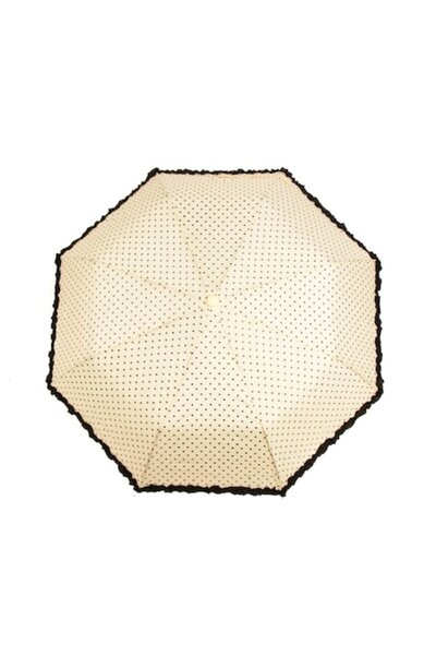 OEM Cream Folding Umbrella with Small Black Hearts