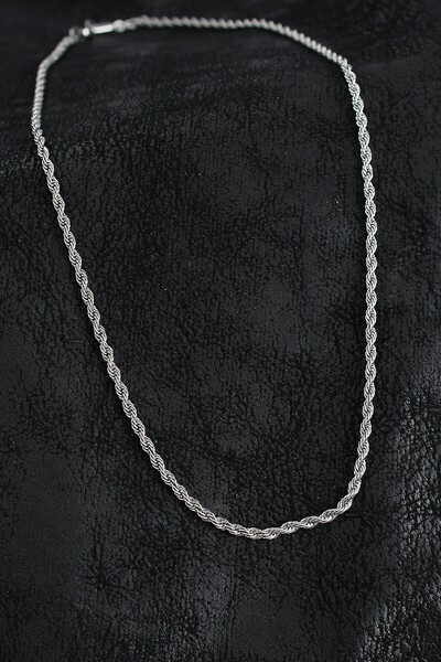 Generic Brand 316L Steel Twist Chain Model Silver Color Men's Necklace