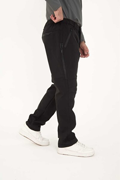 Valensco Softshell siyah erkek içi polarlı su, rüzgar geçirmez pantolon