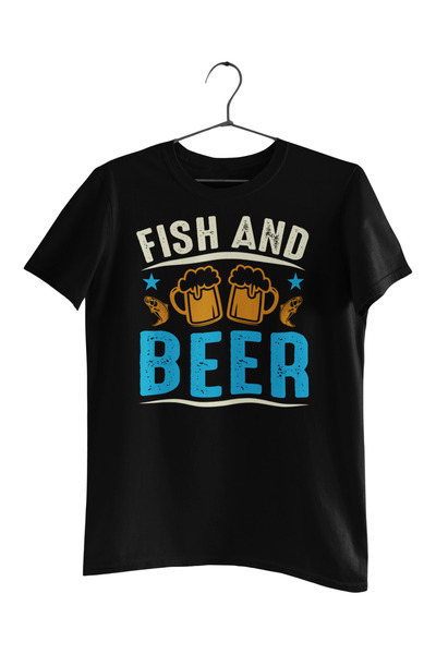 Generic (Unbranded) Tricou Malfini Negru - Pește și Bere, Mărime L