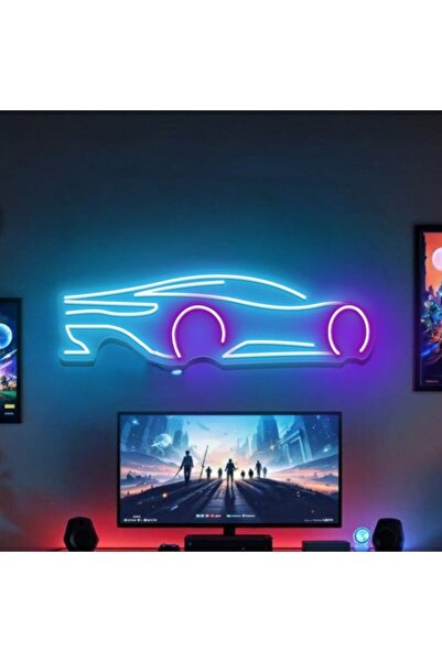 Neon LED Duvar Dekoratif Aydınlatma -Araba, 70x20cm-