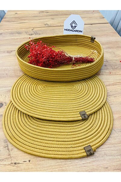 bestbeler Jute Straw Presentation Plate Mat, American Style Oval Serving Tray...
