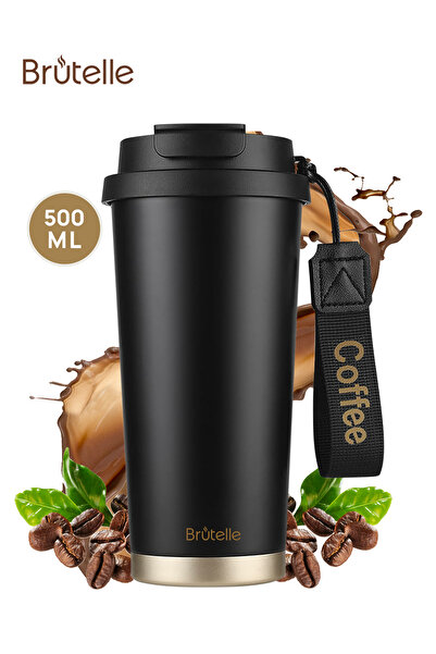 Brutelle Insulated Coffee Travel Mug 500ml 17oz Double-Walled Stainless Steel...
