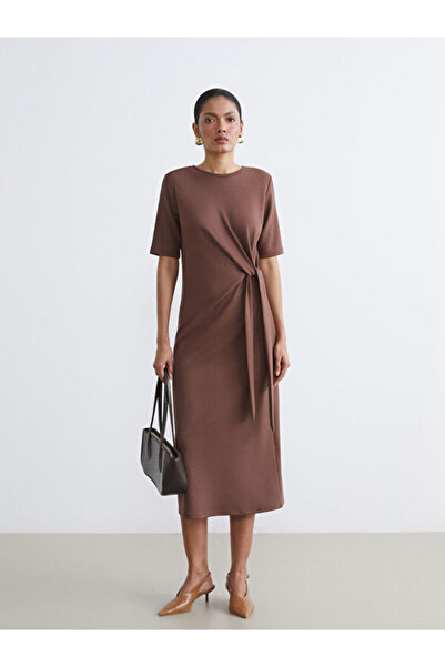 LC Waikiki Sparkling Choices Oval Neck Tie Dress by Shining Store