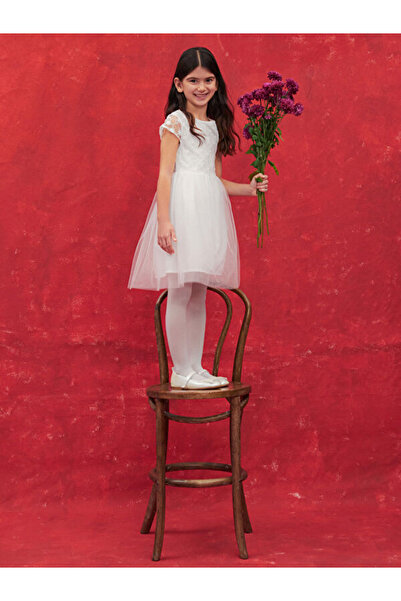 LC Waikiki RMZ GİYİM فستان تول للفتيات بأكمام قصيرة وياقة روبا من FARKIYA