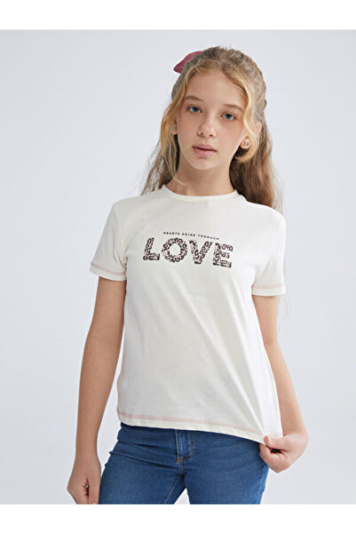 LC Waikiki Rmz Gi̇yi̇m Farkiyla Zero Roba Collar Girls' T-Shirt