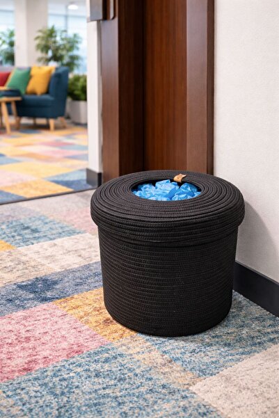 NuaCraft Kapaklı Siyah Hasır Galoş Kutusu & Kuru Çöp Sepeti Çorap Sepeti Çok ...